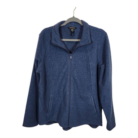 Athleta Stroll Fleece Full Zip Jacket‎ in Chrome Blue Size XL - Picture 1 of 5